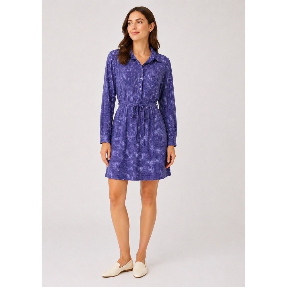 Max Studio Shirt Dress Womens Medium Rayon Collared Belted Lightweight